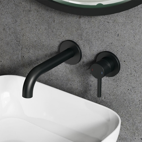 Harbour Clarity Matt Black Wall Mounted Basin Tap with Easy Plumb Installation Kit